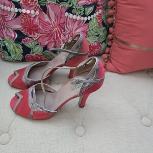 Prada Pink and Silver Strappy Heels - size 36.5
